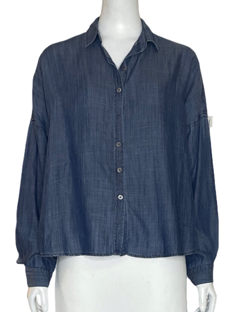 Camisa Current Air Mangas Vuelos Azul-Talla XS