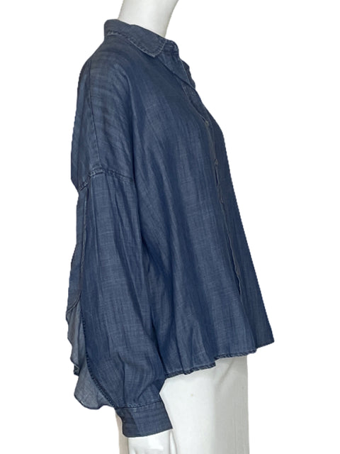 Camisa Current Air Mangas Vuelos Azul-Talla XS