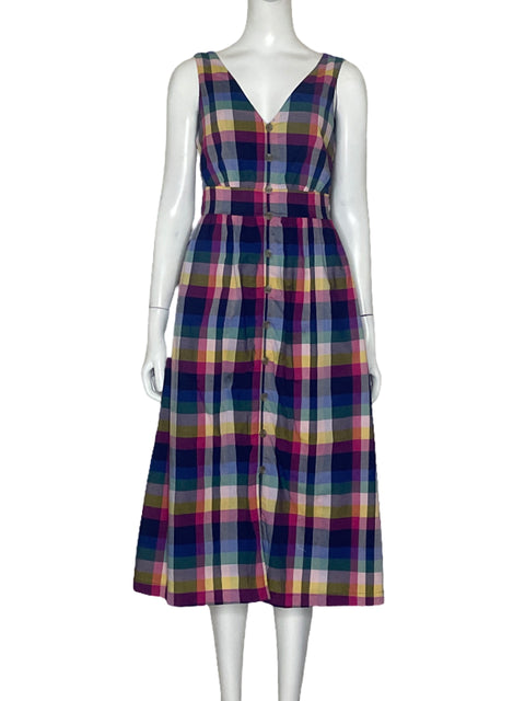 Vestido J.crew Cuadros Azul-Talla 00