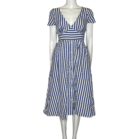 Vestido Lulus Rayas Blanco-Talla S