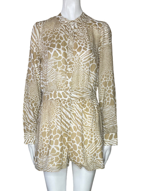 Romper Michael Kors Animal Print Beige-Talla 4