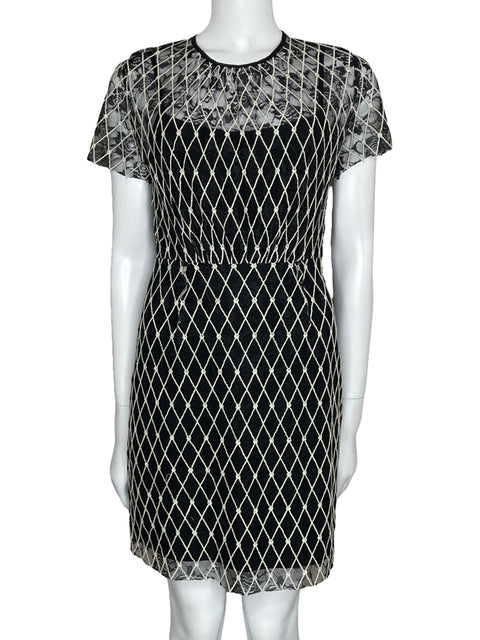 Vestido Sandro Patrón De Rombos Negro-Talla 1