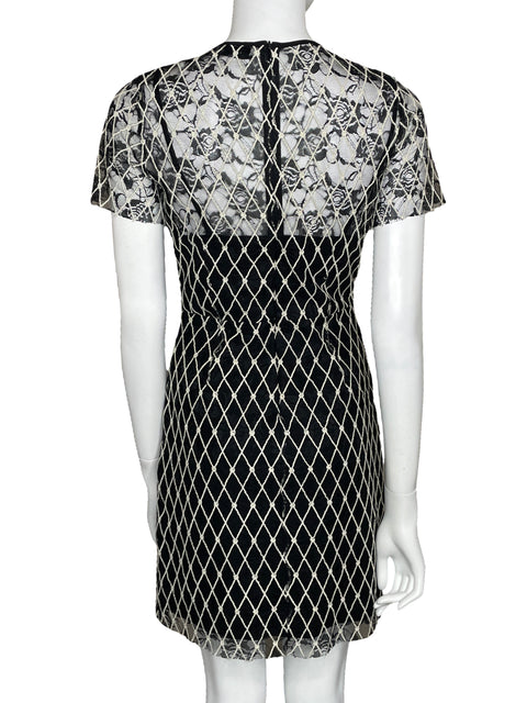 Vestido Sandro Patrón De Rombos Negro-Talla 1