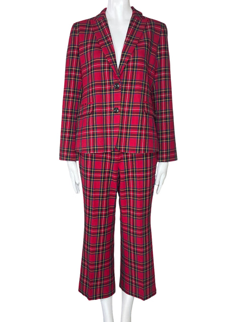 Set J.Crew Cuadrado Blazer+Pantalón Rojo-Talla 8