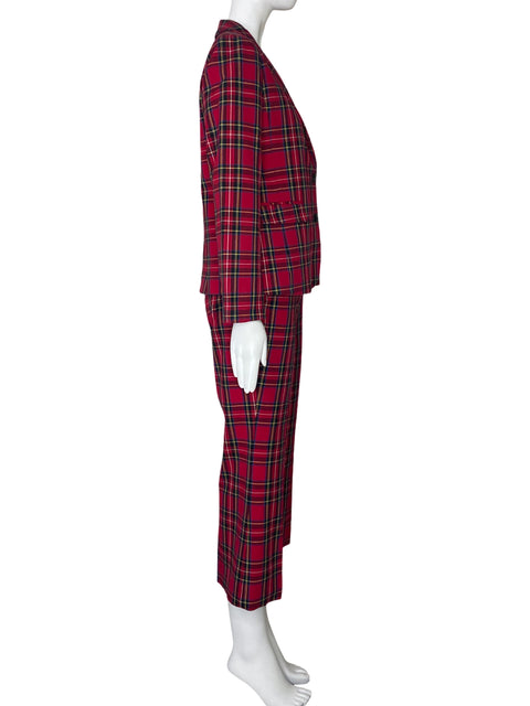 Set J.Crew Cuadrado Blazer+Pantalón Rojo-Talla 8