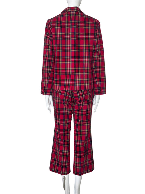Set J.Crew Cuadrado Blazer+Pantalón Rojo-Talla 8