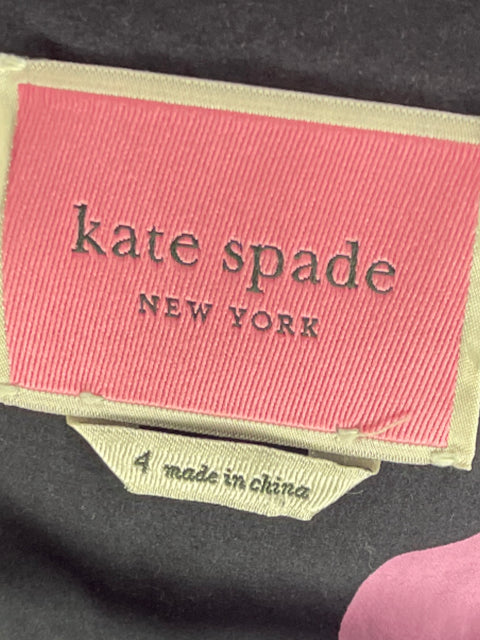 Vestido Kate Spade Flores Cuello V Negro-Talla 4