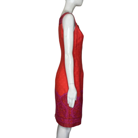 Vestido Kay Unger Cuello Pedreria Naranja-Talla 6