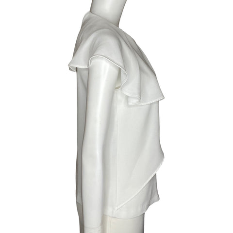 Blusa Zara Vuelos Manga Corta Blanco-Talla XS