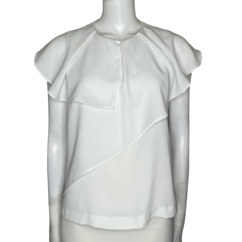 Blusa Zara Vuelos Manga Corta Blanco-Talla XS