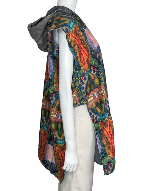 Poncho Attielier Capucha Azul-Talla U