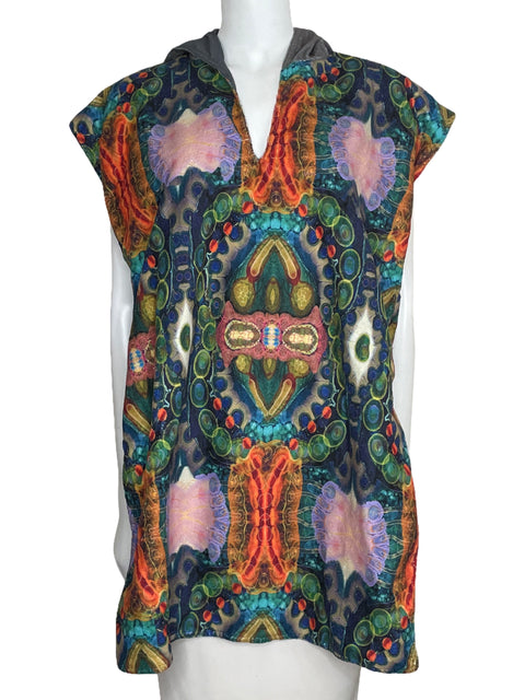 Poncho Attielier Capucha Azul-Talla U