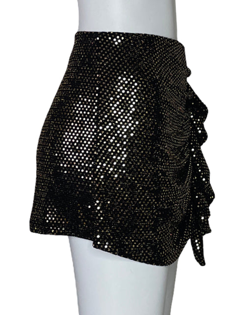 Faldashort Zara Drapeado Brillo Negro-Talla M