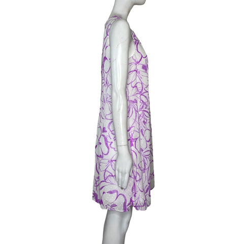 Vestido DKNY Sin Manga Flores Morado-Talla 4