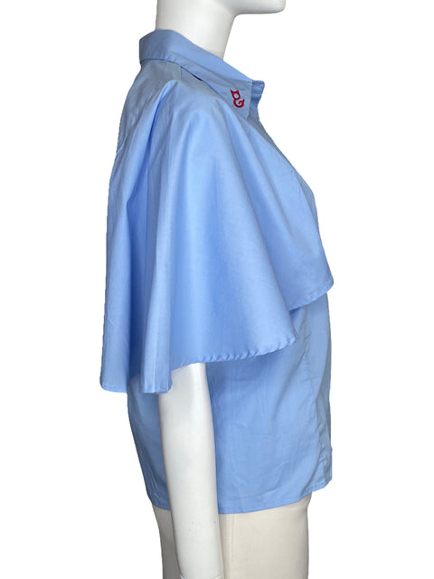 Camisa Gato Recato Mangas Fluidas Azul-Talla M