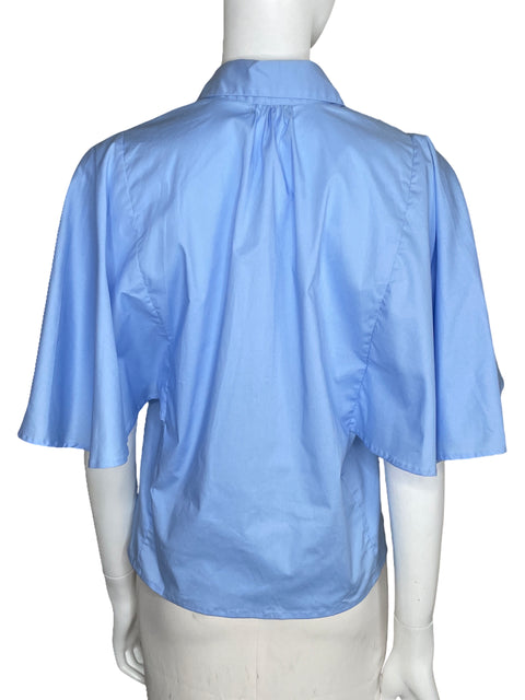 Camisa Gato Recato Mangas Fluidas Azul-Talla M