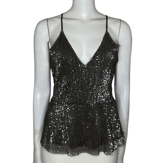 Top Express Lentejuelas Escotado Gris-Talla S