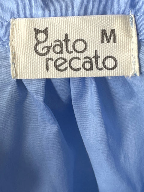 Camisa Gato Recato Mangas Fluidas Azul-Talla M