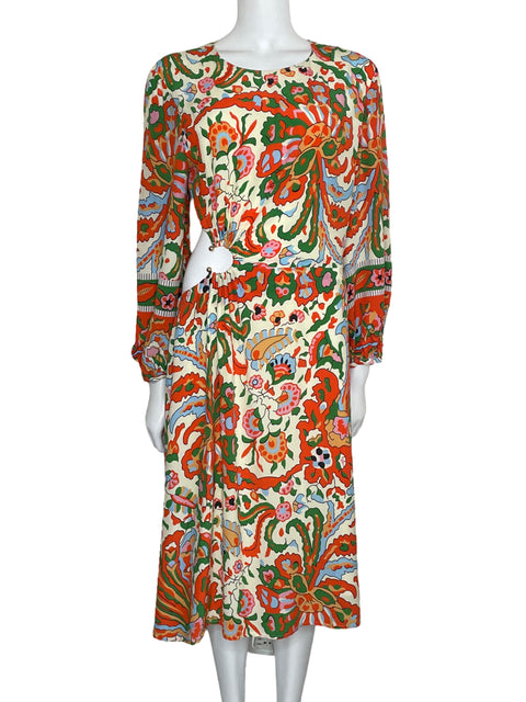 Vestido Ba&sh Midi Monica Floral Beige-Talla 3