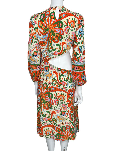 Vestido Ba&sh Midi Monica Floral Beige-Talla 3