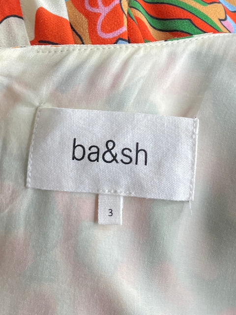 Vestido Ba&sh Midi Monica Floral Beige-Talla 3