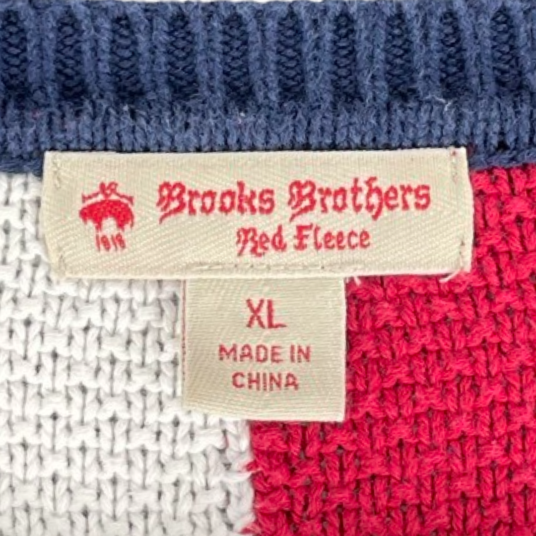 Sweater Brooks Brothers Punto Manga Corta 
Cuadros Rojo, Azul, Blanco-Talla XL