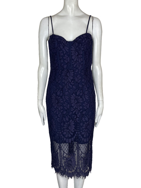 Vestidos Bardot Encaje Azul-Talla 4