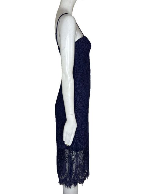 Vestidos Bardot Encaje Azul-Talla 4