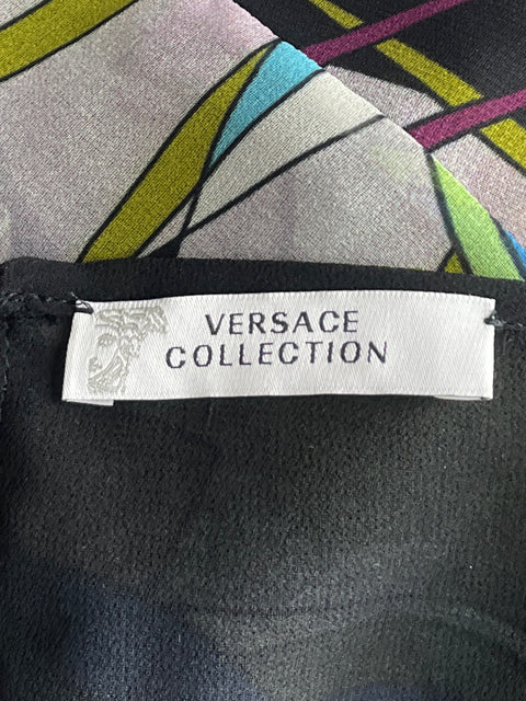Blusa Versace Estampada Seda Negro-Talla S