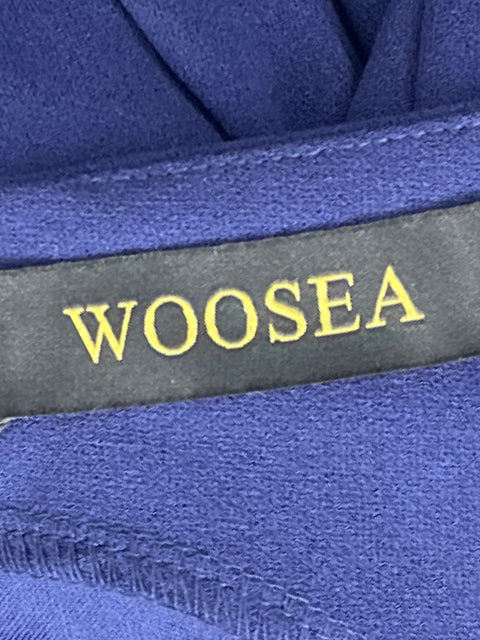 Vestido Woosea Drapeado Cuello V Azul-Talla M