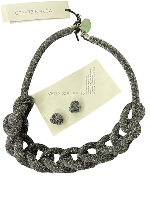 Set Vera Sielfeld Metalizado Trenzado Plateado-Talla U