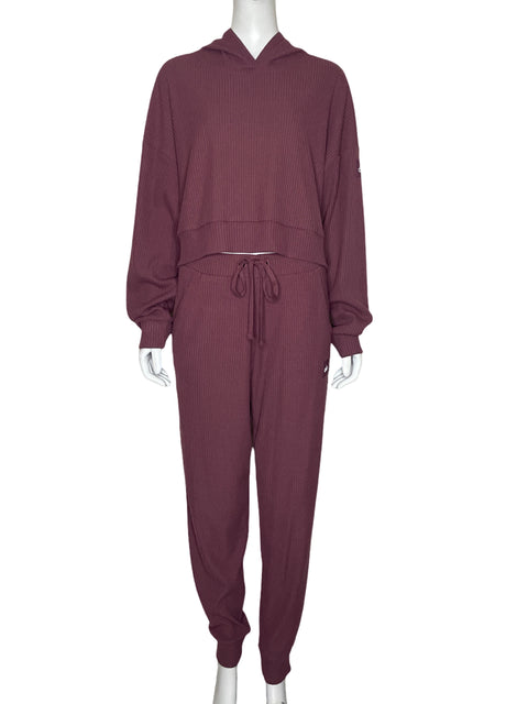 Set Alo Sweater Pantalón Rojo Vino-Talla M