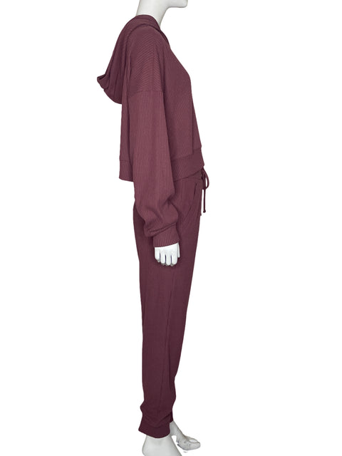 Set Alo Sweater Pantalón Rojo Vino-Talla M