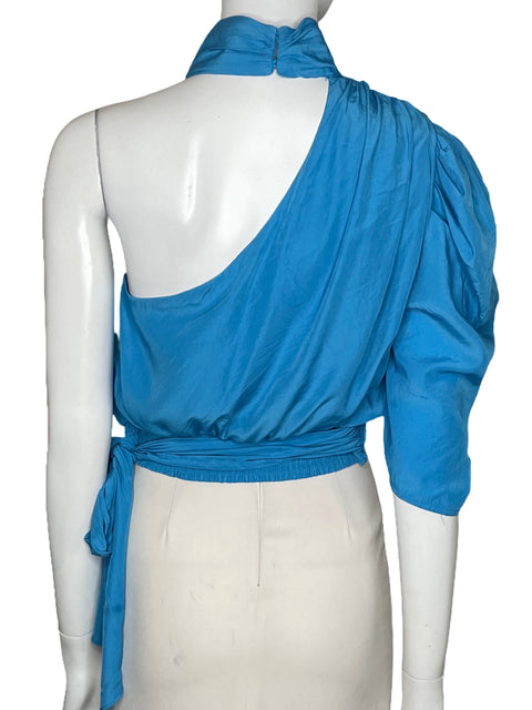 Blusa Do+Be One Shoulder Halter Azul-Talla M