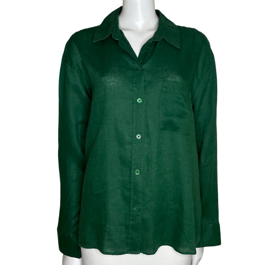 Camisa Zara Bolsillo Manga Larga Verde-Talla XL