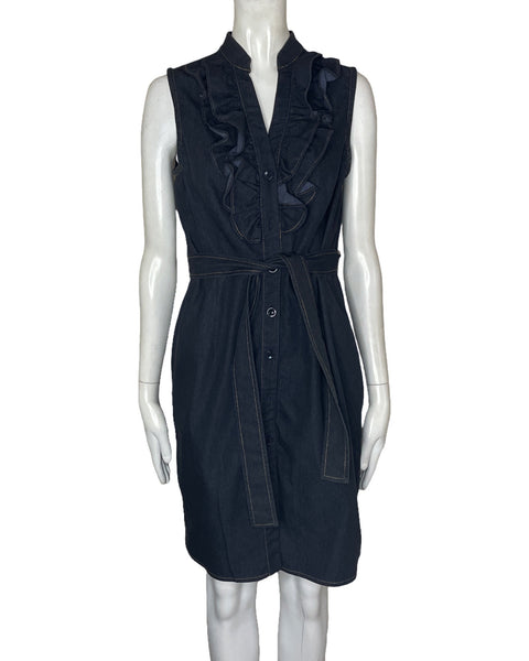 Vestido Sandra Darren Denim Vuelos Negro-Talla 6