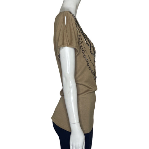 Blusa Cache Pedreria Marron-Talla S