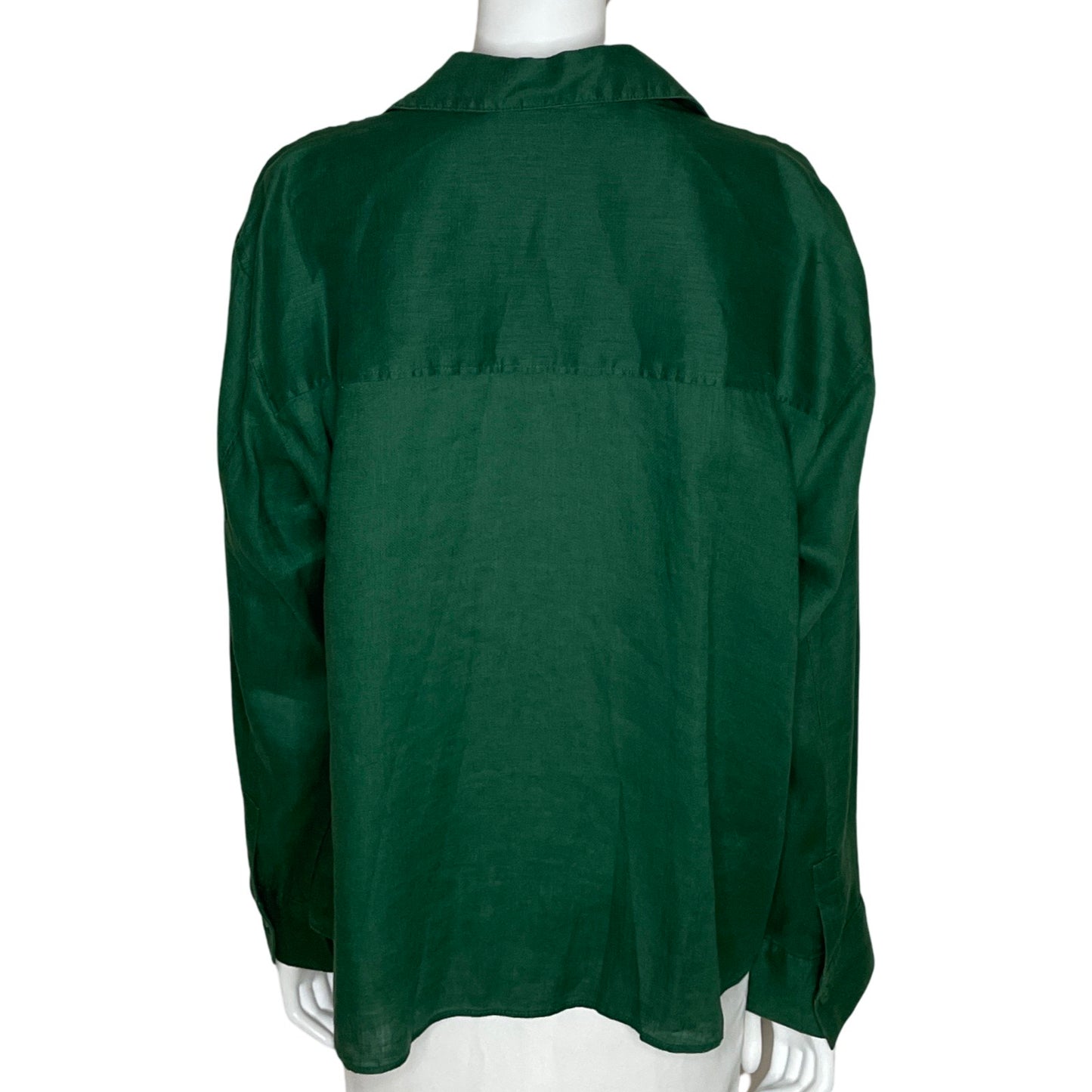 Camisa Zara Bolsillo Manga Larga Verde-Talla XL
