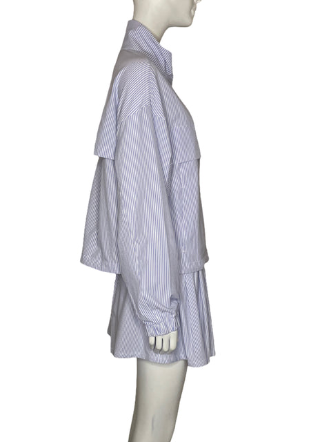 Set Oysho Chaqueta+Short Rayas Azul-Talla M