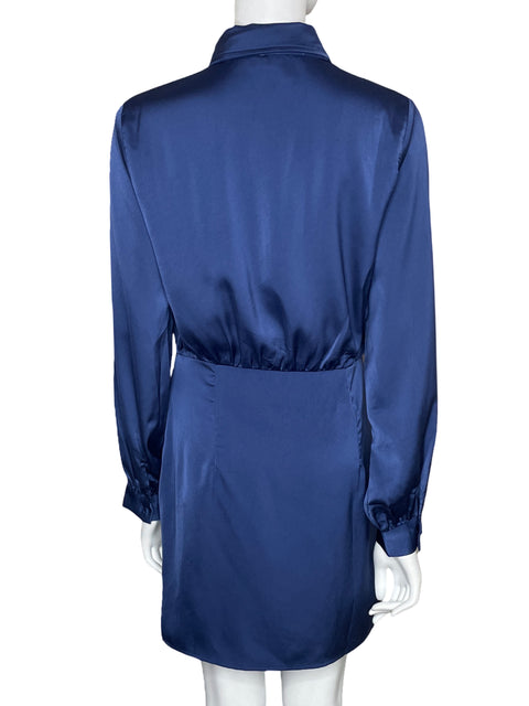 Vestido Idem Ditto Camisero Satinado Azul-Talla L