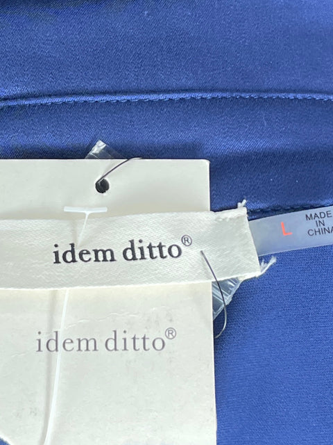 Vestido Idem Ditto Camisero Satinado Azul-Talla L