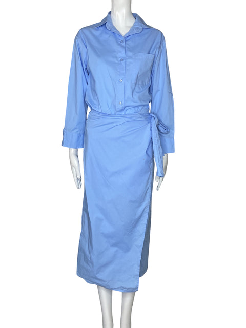Vestido Padova Asimetrico Camisero Azul-Talla S