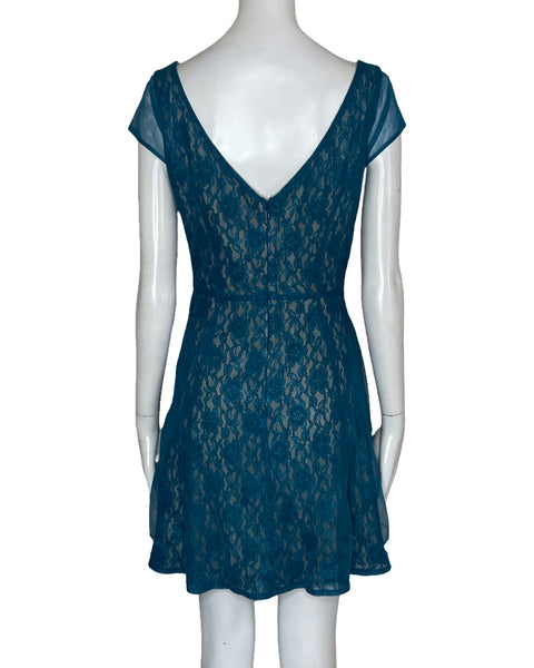 Vestido Jessica Simpson Encaje Azul-Talla 4