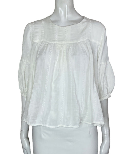 Blusa Lucky Brand Manga 3/4 Blanco-Talla S