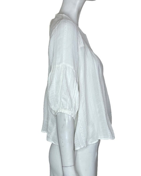 Blusa Lucky Brand Manga 3/4 Blanco-Talla S