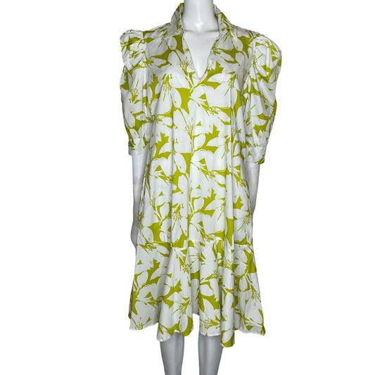 Vestido Jálate Floral Mangas Bombachas Verde-
Talla XL