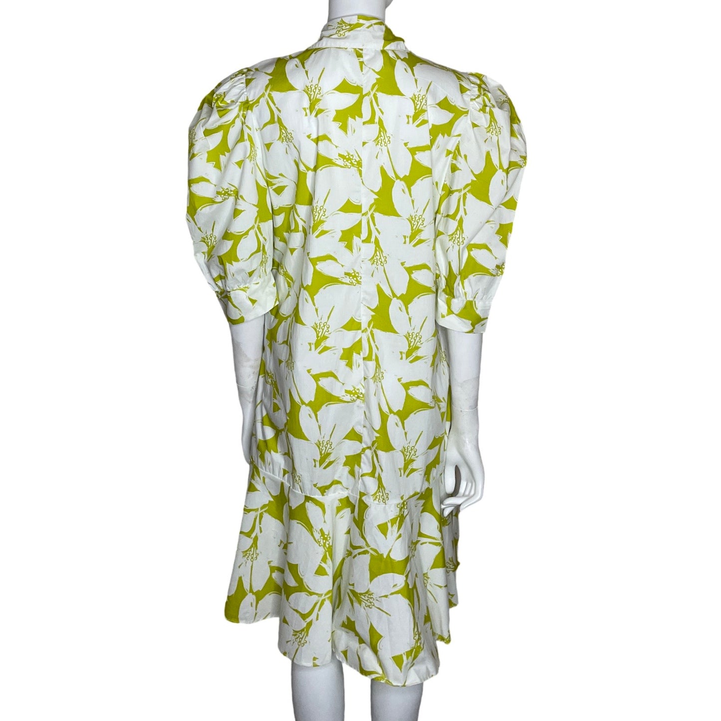 Vestido Jálate Floral Mangas Bombachas Verde-
Talla XL