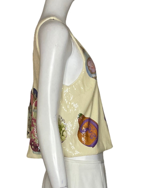 Top Alémais Lentejuelas Estampado Beige-Talla 6