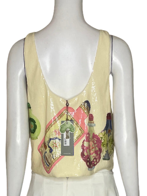 Top Alémais Lentejuelas Estampado Beige-Talla 6