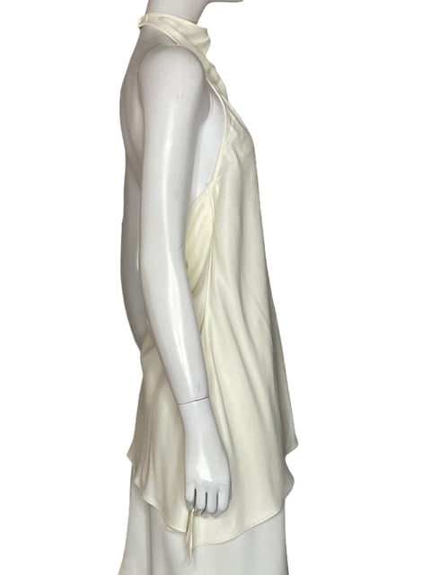 Top Zara Halter Satinado Blanco-Talla M